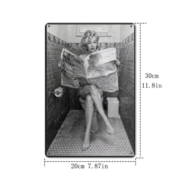 Marilyn Monroe Sexy Retro Bathroom Metal Sign 8x12" Black White Pinup Wall Art - Picture 4 of 4